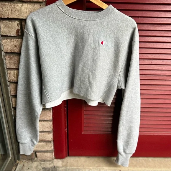Champion Heather Gray Reverse Weave cropped sweatshirt women’s extra small - Picture 5 of 9